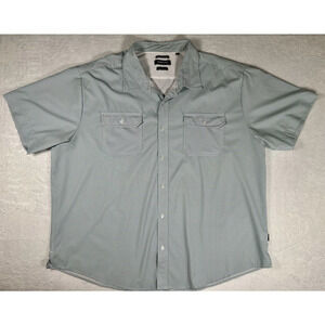 Kenneth Cole Techni-Cole Men's 4X Button-Up Shirt Printed Blue Stretch Casual